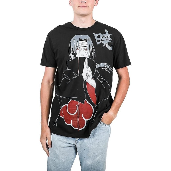 Naruto Shippuden Oversized Itachi med Akatsuki-symbol Svart T-shirt för män M