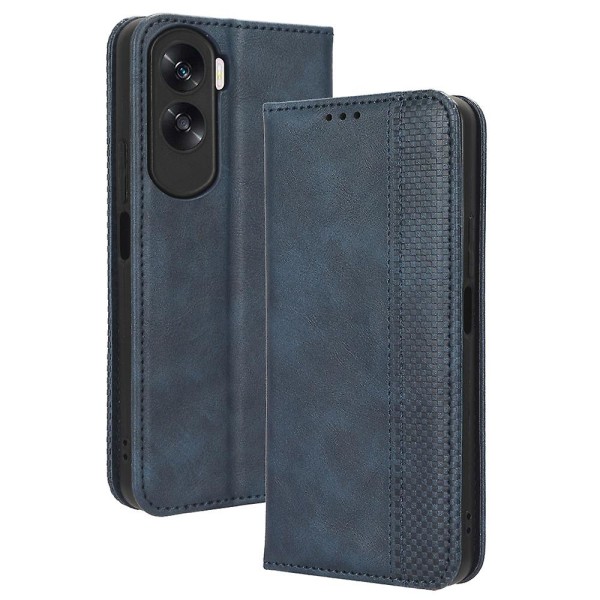 Case For Honor 90 Lite 5g/x50i 5g Magnetic Shell Retro Pu Läder Telefonplånbok Flip Cover Blue