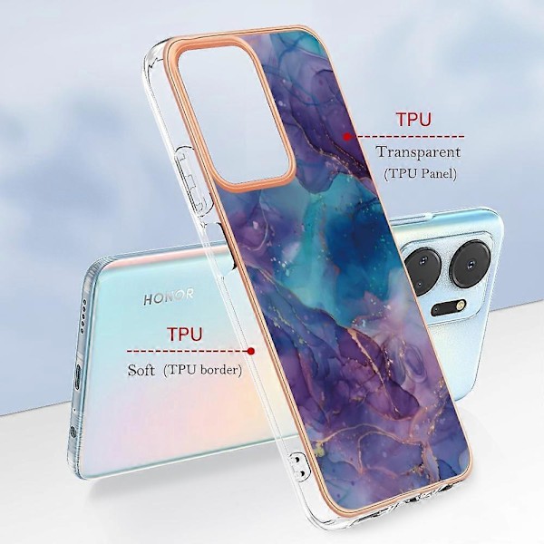 YB IMD Series-16 Style E Puhelinkotelo Honor X7a 5G -puhelimelle, 2,0 mm IMD Marmorikuvioinen TPU-suojus Multicolor Style E