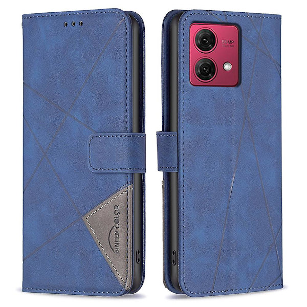 Til Motorola Moto G84 5g Etui Wallet Telefon Cover Stødsikkert PU Læder Shell Blue