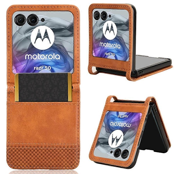 Motorola Razr 50 5G/Razr 2024 5G -kotelo Retro-kuvioitu nahka + PC-puhelinkotelo korttipaikalla Multicolor Style C