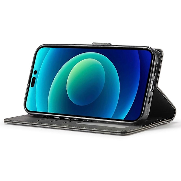 LC.IMEEKE Pung Etui til iPhone 15 Pro Max Kalvetekstur Foldbart Stativ PU Læder Flip Cover Multicolor Style C