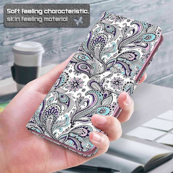 För Xiaomi Redmi Note 13 4G Mobilskal 3D Mönstertryck Läder Flipfodral med Handrem Multicolor Style D