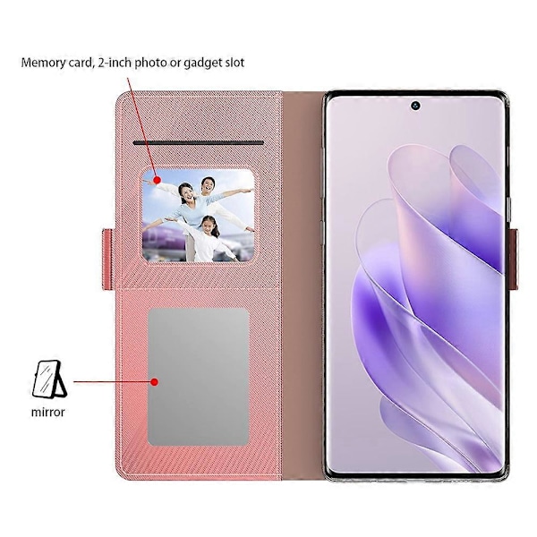 Infinix Note 40 -kotelo korttipaikalla, PU-nahkainen jalustakansi meikkipeilillä Multicolor Style C