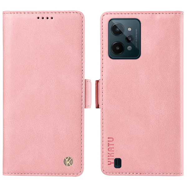 PU Lær Telefondeksel til Realme C31 Lommebok Hud-følelse Flip Stativ Deksel Pink
