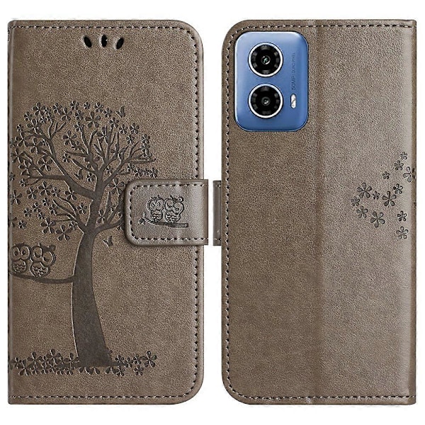Til Motorola Moto G35 5G Etui PU Læder Ugle Træ Præget Tegnebog Telefon Cover Multicolor Style H