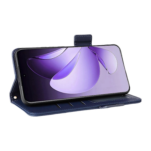 Skal för Oppo Reno13 Pro 5G med handledsrem, litchi-textur PU-läder plånboksfodral Multicolor Dark Blue