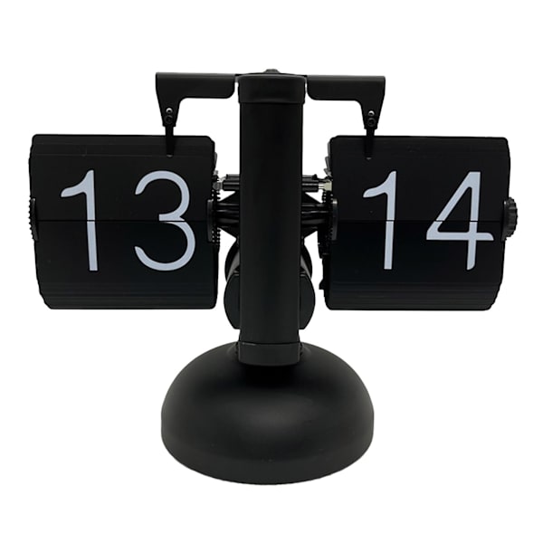 Automatisk flip digital klocka 24 timmars bord rostfritt stål Enkelfot Vänd sida för hem sovrum Vardagsrum Kontor Skrivbord Dekoration Present Black