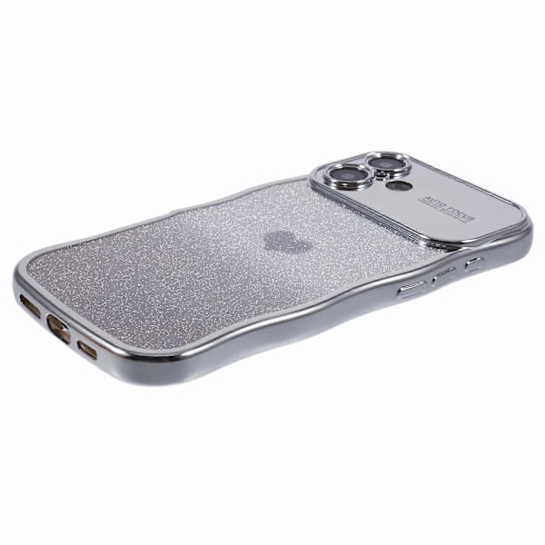 Skal för iPhone 16 Plus Kärlekshjärta Gradient Glitter TPU Telefonfodral Elektropläterad Krullig Ram Multicolor Style A