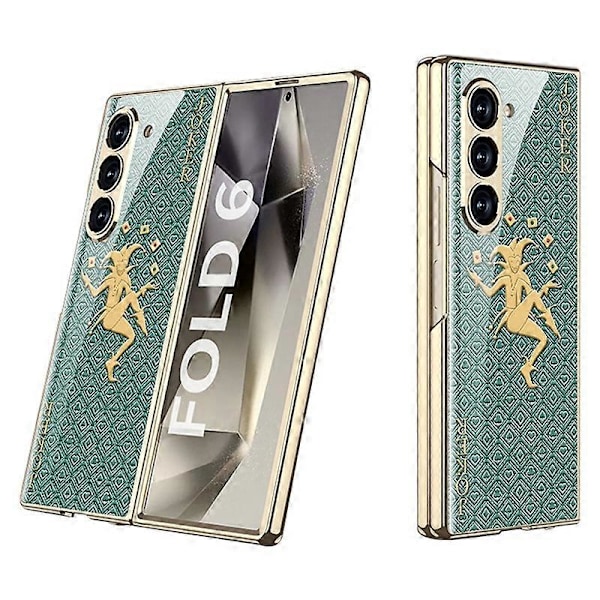 GKK Fodral för Samsung Galaxy Z Fold6 5G Elektropläterad Tryckt Mönster Härdat Glas+PC Telefonskal Multicolor Style L