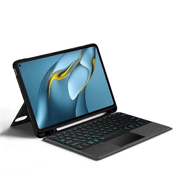 Til Huawei MatePad Pro 10.8 (2021) Læder Etui + Bluetooth Tastatur med Baggrundsbelyst Trackpad