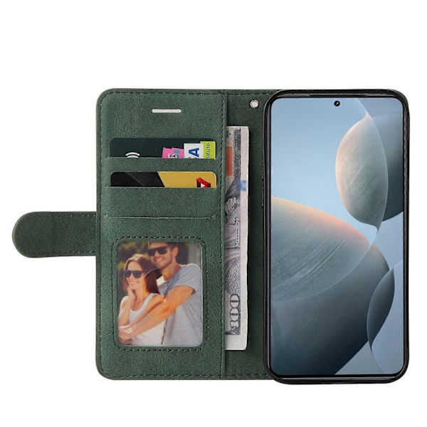 KT Læder Serie-1 Til Xiaomi 14T Læder Etui Farvesplejsning Telefon Cover Wallet Stand Multicolor Style C