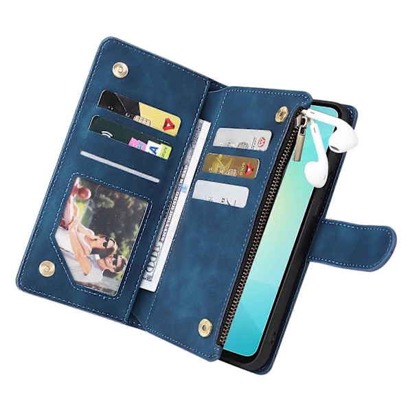 Til Samsung Galaxy A06 Etui Lynlås Pung Multiple Kortpladser Læder Telefon Cover Multicolor Style A