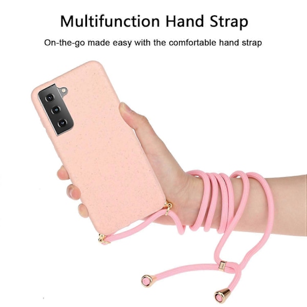For Samsung Galaxy S21 4G/5G Deksel i myk TPU av hvetestrå med fallbeskyttelse og multifunksjonell stropp Multicolor Style C