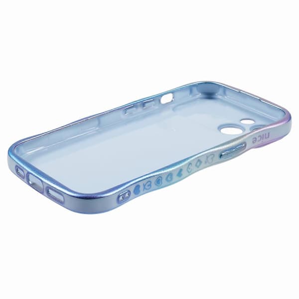 Deksel til iPhone 15, krøllete form, kjærlighetshjerte, TPU-telefondeksel, iriserende gradient Multicolor Style E