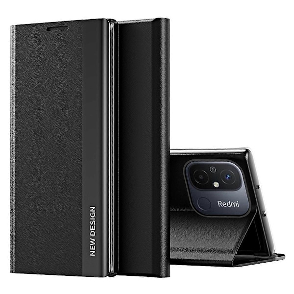 Xiaomi Redmi 12C 4G PU-nahkainen Käännettävä Jalustallinen Puhelinkotelo Galvanoidulla Iskunkestävällä Suojakuorella Multicolor Style D