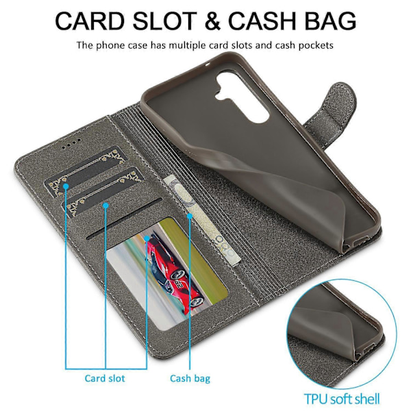 LC.IMEEKE Etui til Samsung Galaxy A16 5G/A16 4G Kalveskindsstruktur PU Læder Stand Wallet Telefon Cover Multicolor Style D
