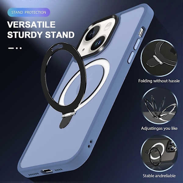 För iPhone 13/14 6.1 tum Kompatibelt med MagSafe Mobilskal PC+TPU Ring Ställ Skyddande Fodral Multicolor Style C