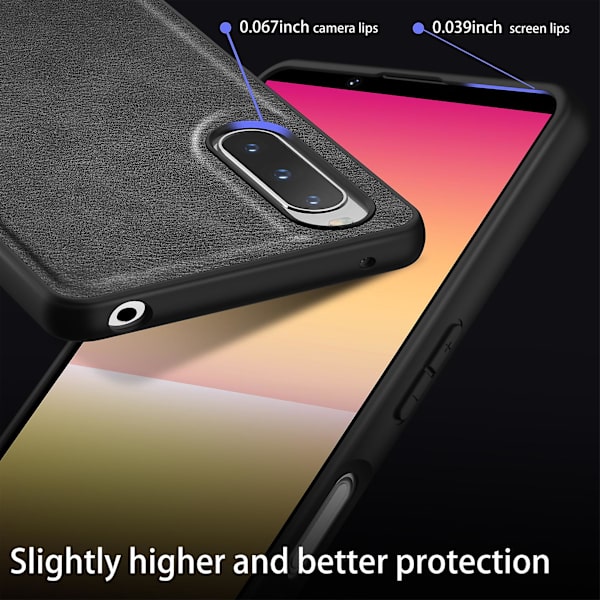 För Sony Xperia 10 V Retro phone case Fallskydd Pu Läder+tpu+pc Telefonskyddsskal Black