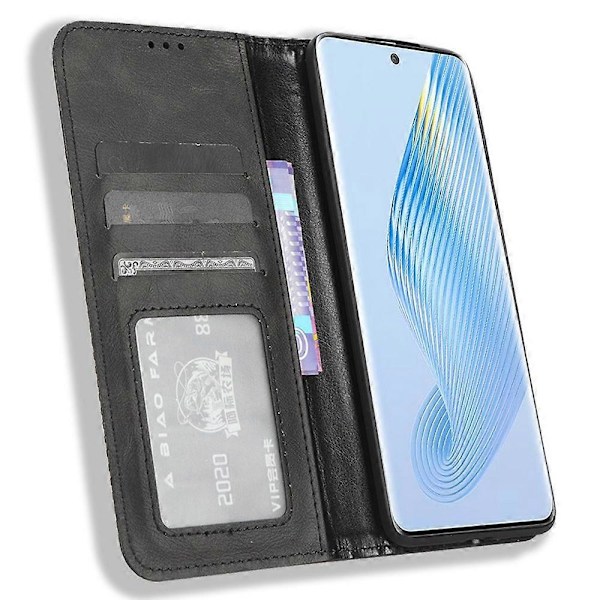 Til Honor Magic5 5G Retro PU Læder Magnetisk Lukning Telefon Cover Foldbart Stativ Pung Cover