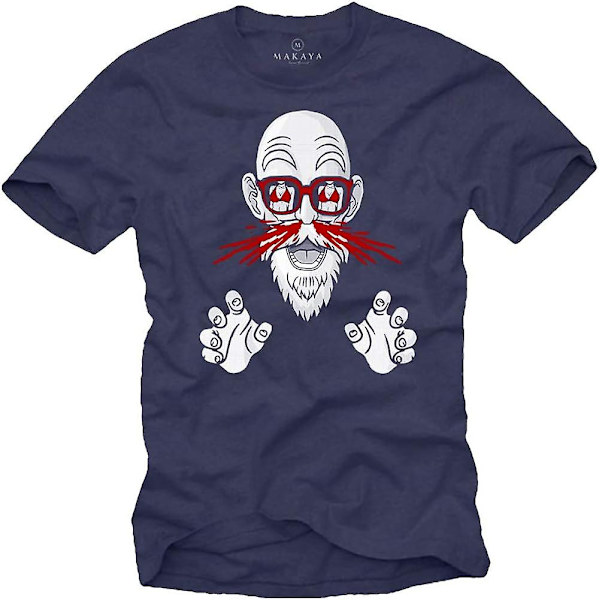 Muten Roshi Nosebleed - Dragon Gym Old Goku Master - Roliga Geek Presents - Manga T-shirt för män Blue XXL