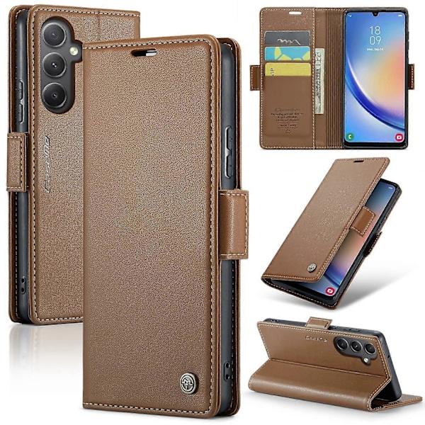 CASEME 023-serien Plånboksfodral med Ställ för Samsung Galaxy A34 5G PU Läder RFID-skydd Mobilskal Multicolor Style D