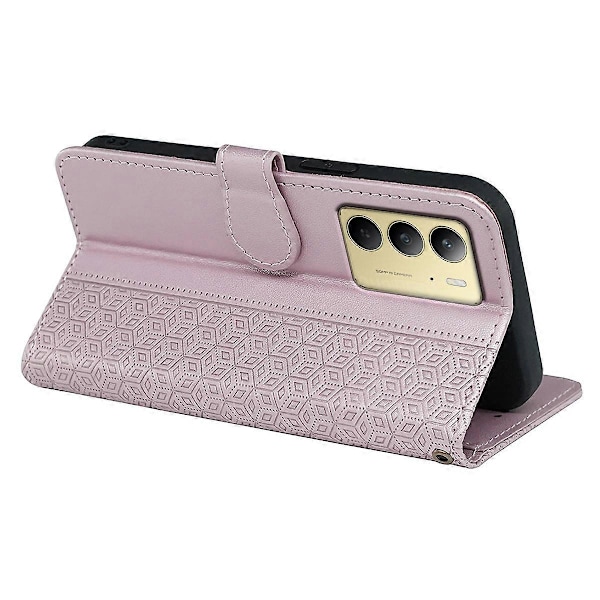 Plånboksfodral för Realme C75 4G med mönsterprägling i läder Multicolor Rose Gold