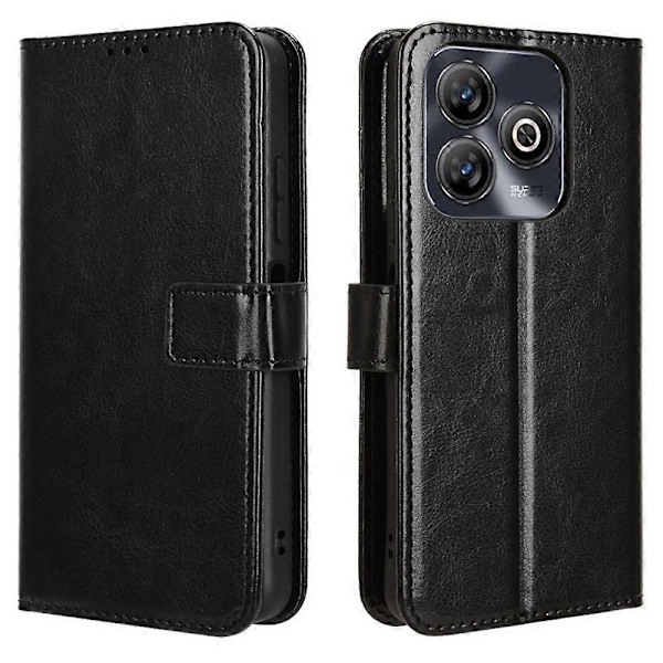 För ZTE Blade A75 4G Fodral Crazy Horse Textur PU Läder Plånboksfodral - Multicolor Black