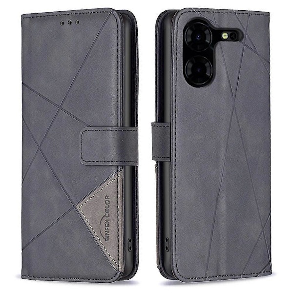BINFEN COLOR BF05 Fodral för TECNO Pova 5 Pro 5G PU Läder Flip Ställ Telefonskal - Grå Multicolor Black