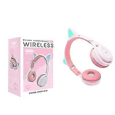 Headset Cat Ear Bluetooth Headset, Led Light Wireless Card Barnhörlurar blå