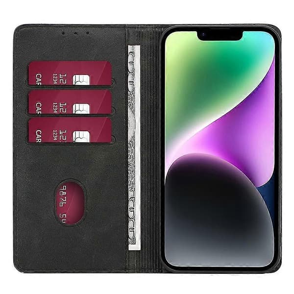 Läderfodral för iPhone 15 Pro Max Kalvtextur Plånboksställ Stöttåligt Telefonskal Multicolor Style E