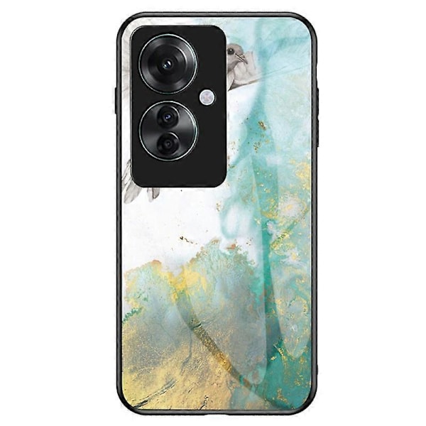 Til Oppo Reno11 F 5G Etui Hærdet Glas Telefon Cover Marmor Mønster Design Multicolor Style D
