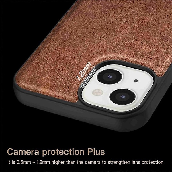 IPhone 15 Plus iskunkestävä suojakotelo PU-nahka+TPU+PC puhelinkuori Retro puhelinkotelo Multicolor Style D