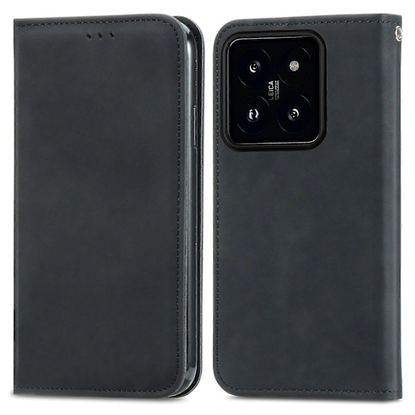 For Xiaomi 14T Pro Lærveske med Kortholder Magnetisk Absorpsjon Telefondeksel - Grønn Multicolor Black