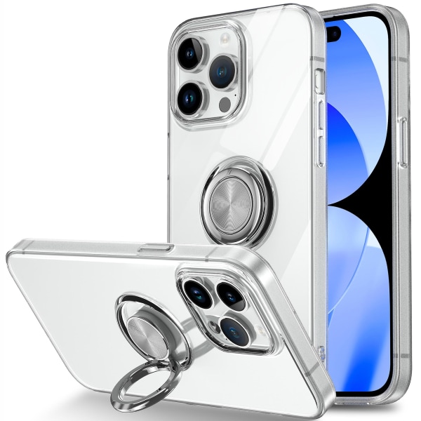För Iphone 15 Pro Max Soft Tpu Clear Case Anti-drop Mobiltelefon Cover med stöd