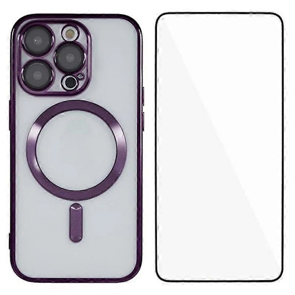Magnetisk deksel til iPhone 12 Pro 6.1 tommer WANLONFENG Full beskyttelse Elektroplettert TPU-deksel med Tem Multicolor Dark Purple