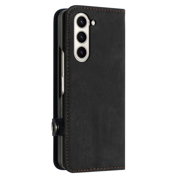 För Samsung Galaxy Z Fold5 5g Pu Läder+PC Phone case Kortplatser Stötsäkert cover Sapphire