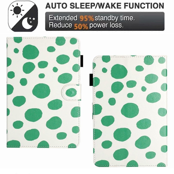 8-tommer Auto Vågn/Sov Kort Holder PU Læder Støtteben Etui Prikker Mønster Tablet Beskyttelsescover Multicolor Style A