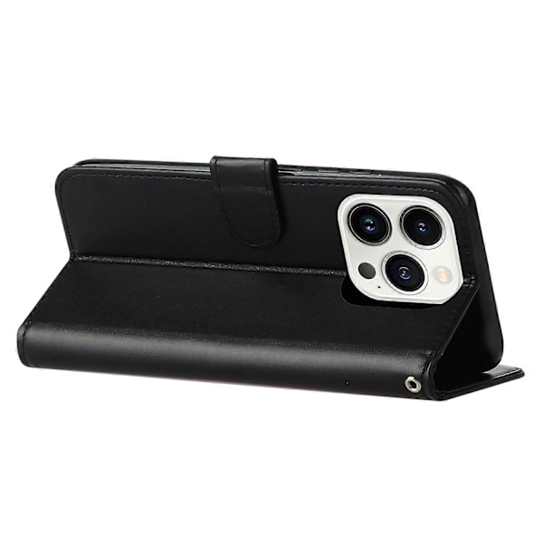 För iPhone 15 Pro Max Anti-fall Enfärgad PU Läder Plånboksfodral Flip Ställ Mobilskal