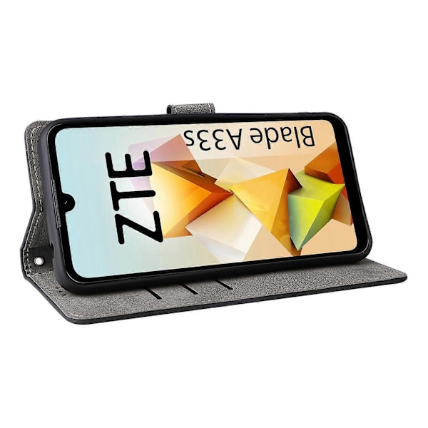 Læderetui med RFID-blokering og rem til ZTE Blade A33S - Grøn Multicolor Black