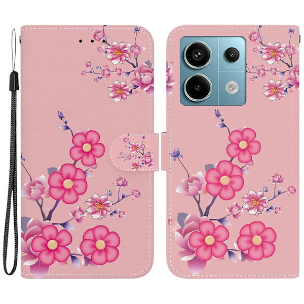 Pung Etui til Xiaomi Redmi Note 13 Pro 5G/Poco X6 5G Telefon Læder Cover Mønster Print Multicolor Sakura