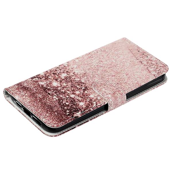 För Iphone 15 Pro Plånboksställ Pu Läder Phone case Mönster Utskrift Anti-dropp cover Rose Gold