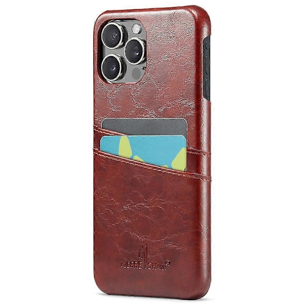 FIERRE SHANN iPhone 16 Pro -kotelo vahattua PU-nahkaa + PC-korttipidike puhelinkuori Multicolor Style B