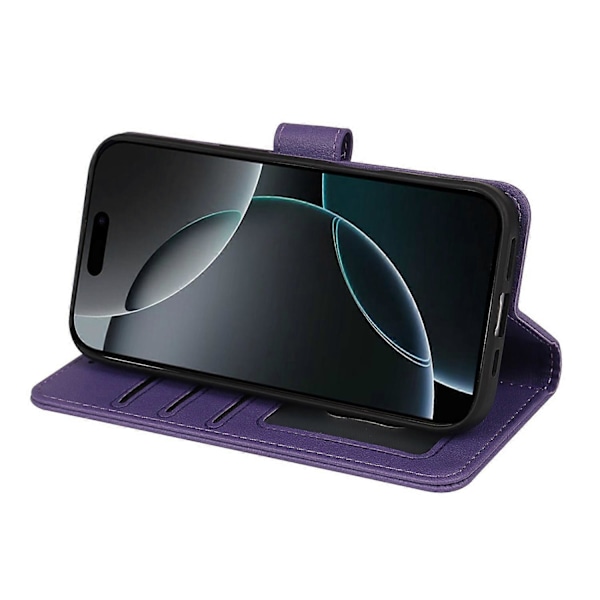 Læderetui med pung, stativ og magnetlukning til iPhone 16 Pro Max - Grøn Multicolor Purple