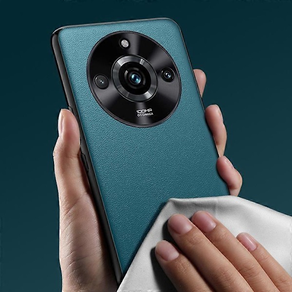 För Realme 11 Pro 5G PU Läderbelagt TPU+PC Telefonfodral Metall Linsskydd Anti-Repskydd Multicolor Style C
