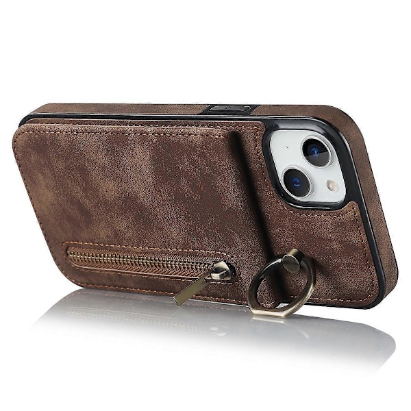 Takakuori iPhone 15 Plus -puhelimelle, RFID-suojattu lompakkokotelo Retro PU+TPU-jalustakansi Multicolor Style B