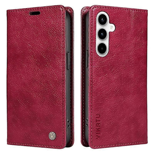 YIKATU YK-006 Samsung Galaxy A35 5G -puhelimen kotelo, pudotuskestävä PU-nahka+TPU-lompakkokotelo Multicolor Wine Red