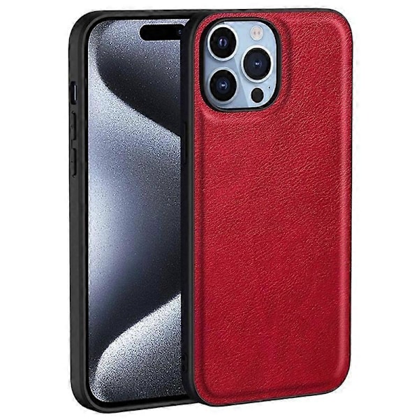 Mobilskal för iPhone 15 Pro Max Fodral PU Läderbelagd TPU+PC Smartphone Skal Multicolor Style B