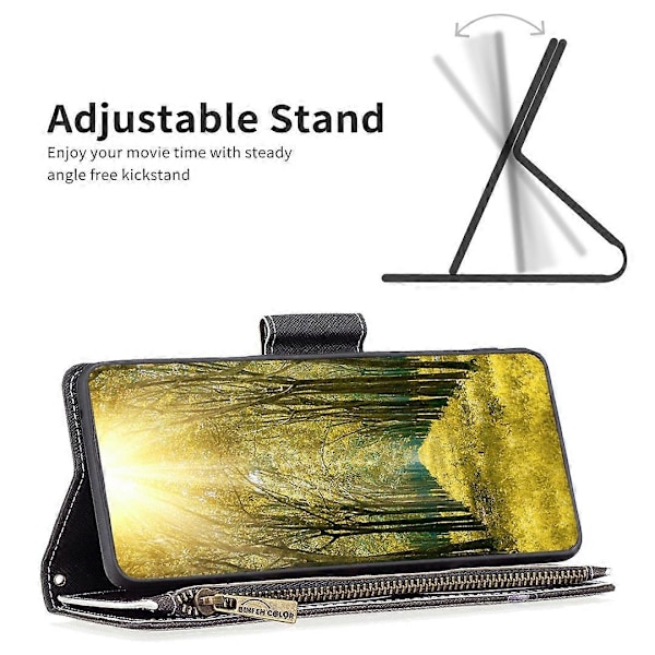 BF03 Telefon Cover til Samsung Galaxy A15 4G Etui Wallet Lynlås Læder Shell Multicolor Style H