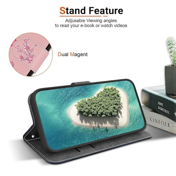 Til Motorola Edge 60 5G/ 60 Fusion 5G Wallet Telefon Cover Anti-Drop Læder Flip Cover Mønster Print Multicolor Sakura